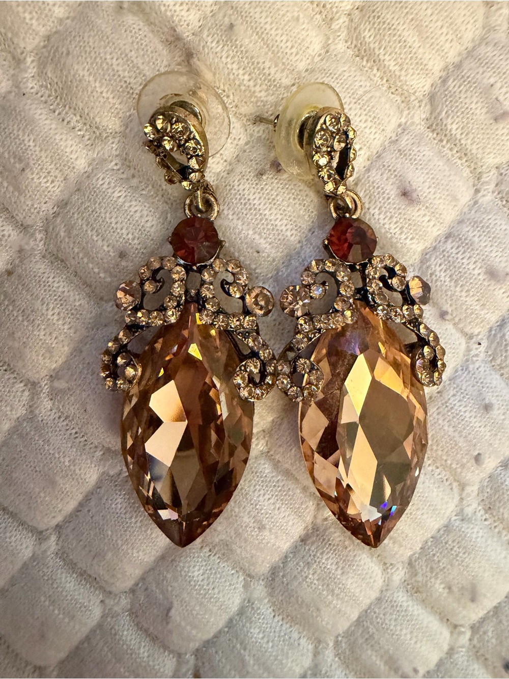 Gold-Tone Champagne Crystal Drop Earrings - Women Jewelry